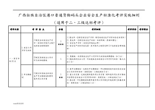 广西壮族自治区港口普通货物码头企业安全生产标准化考评实施细则