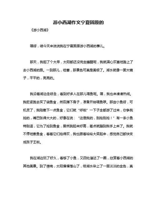 游小西湖作文宁夏固原的
