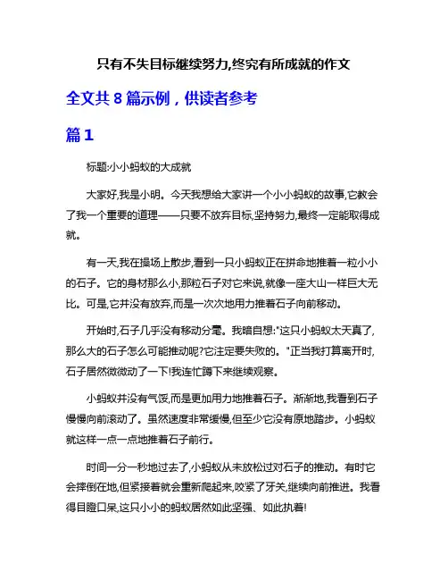 只有不失目标继续努力,终究有所成就的作文