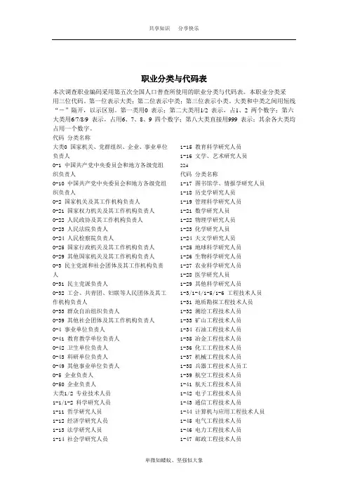 职业分类与代码表