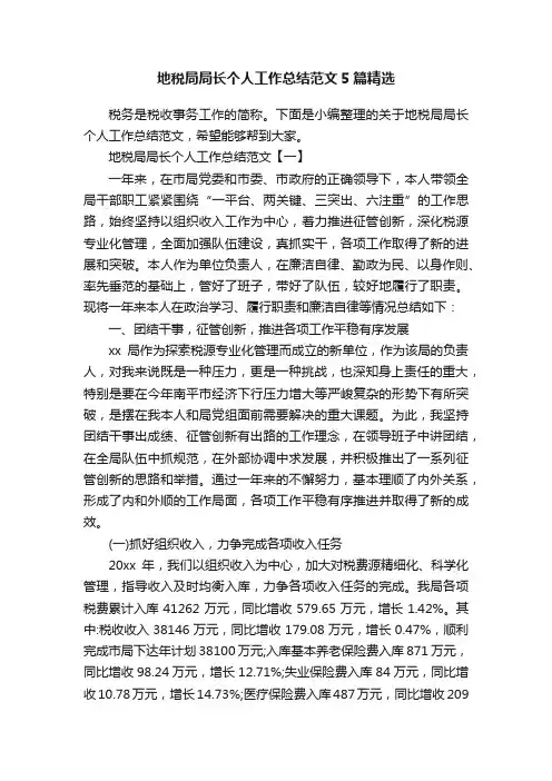 地税局局长个人工作总结范文5篇精选