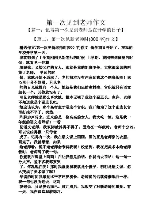 第一次见到老师作文