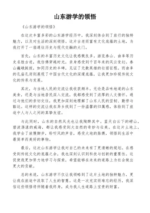 山东游学的领悟
