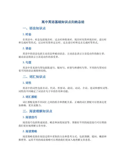高中英语基础知识点归纳总结