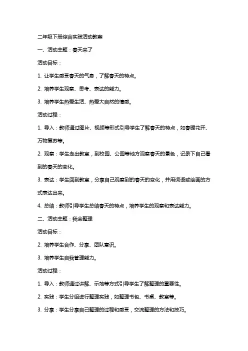 二年级下册综合实践活动教案