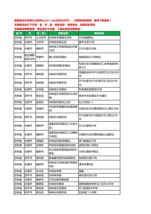 2020新版吉林省孕妈用品工商企业公司商家名录名单黄页联系号码地址大全75家