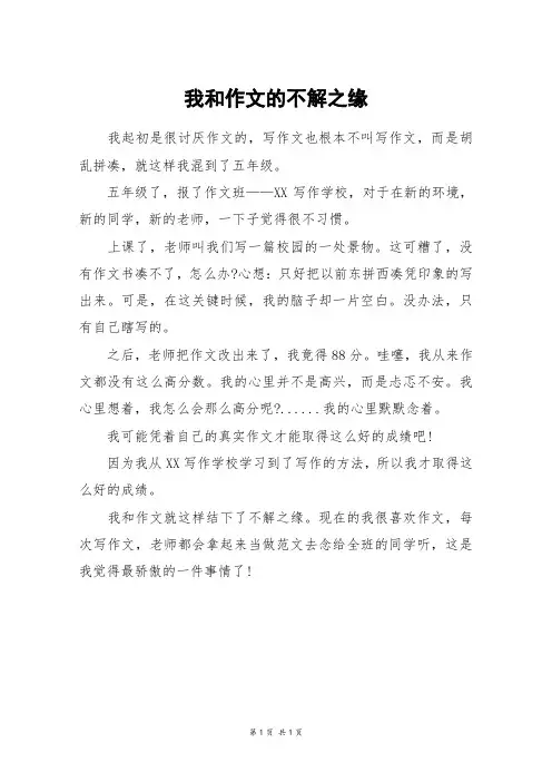我和作文的不解之缘_五年级作文