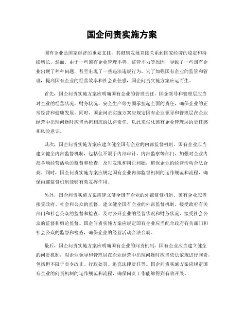 国企问责实施方案