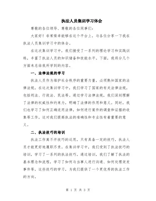 执法人员集训学习体会