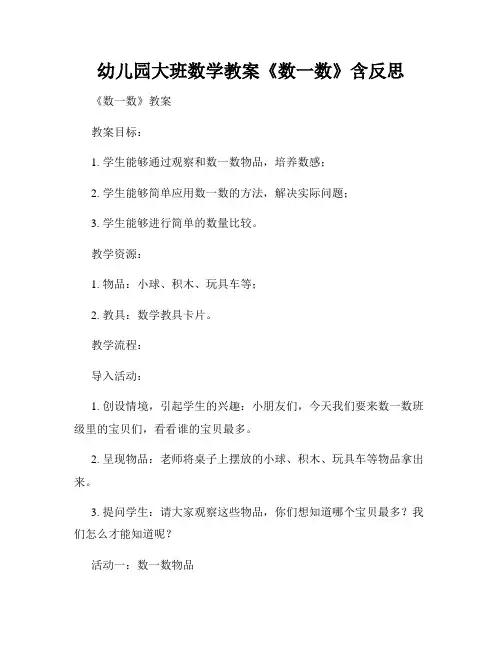 幼儿园大班数学教案《数一数》含反思