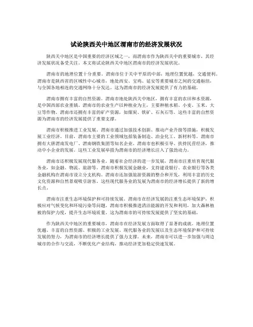 试论陕西关中地区渭南市的经济发展状况