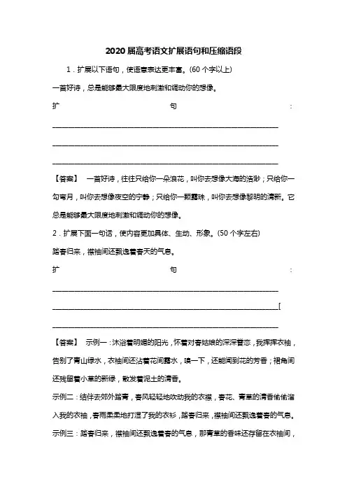2020届高考语文扩展语句和压缩语段
