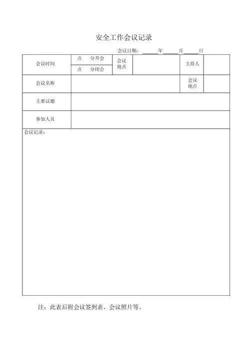安全会议记录表