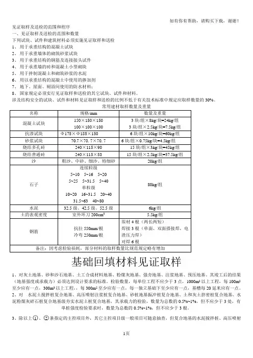 见证取样及送检的范围和程序
