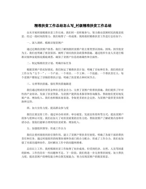 精准扶贫工作总结怎么写_村级精准扶贫工作总结