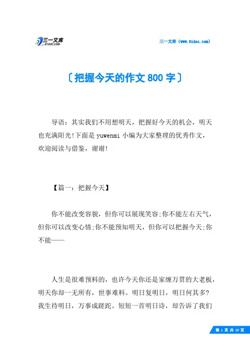 把握今天的作文800字