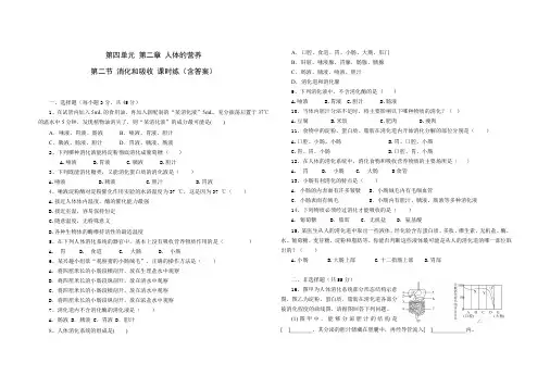 人教版七年级生物 下册 第四单元 第二章 第二节 消化和吸收 同步练习题(含答案)
