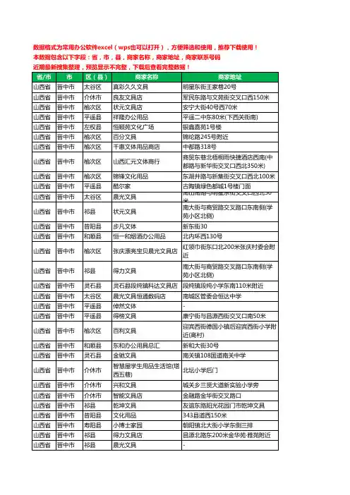 2020新版山西省晋中市办公用品工商企业公司商家名录名单联系电话号码地址大全438家