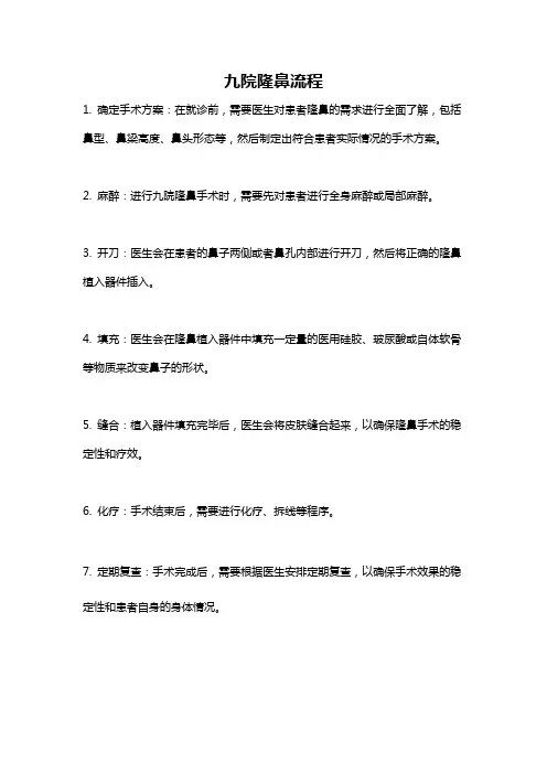 九院隆鼻流程