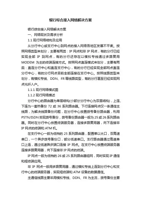 银行综合接入网络解决方案
