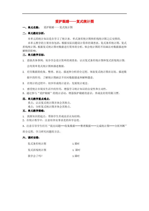 五年级数学下册 第六单元《爱护眼睛—复式统计图》单元备课教案 青岛版六三制