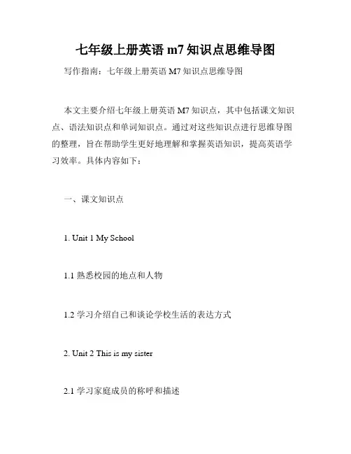 七年级上册英语m7知识点思维导图