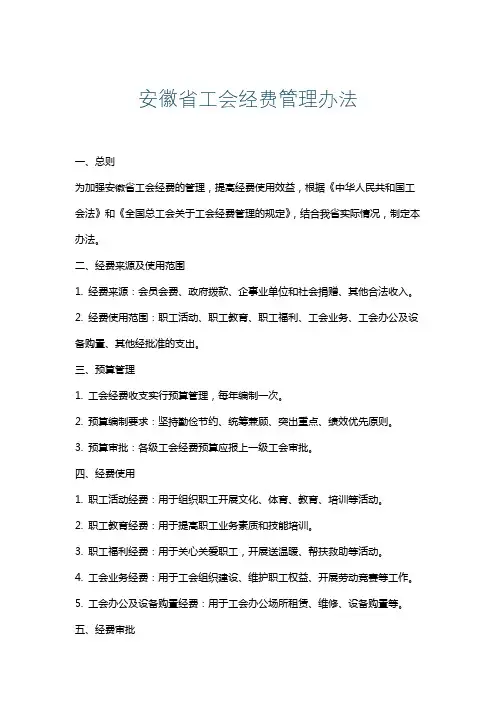 安徽省工会经费管理办法
