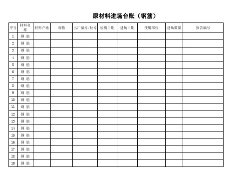 公路工程原材料进场台账表格样式