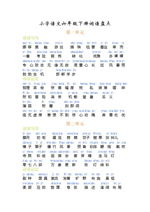 人教版六年级下册词语盘点(注音版)