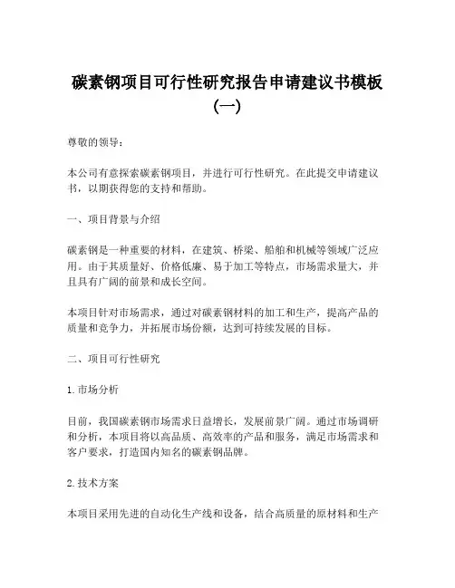 碳素钢项目可行性研究报告申请建议书模板 (一)