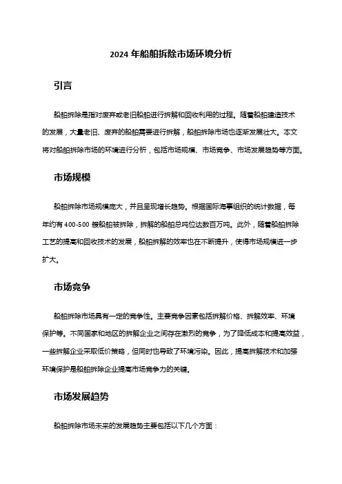 2024年船舶拆除市场环境分析