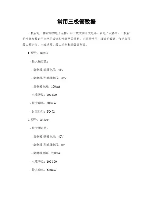 常用三极管数据