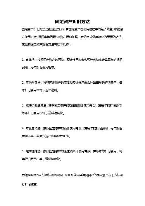 固定资产折旧方法