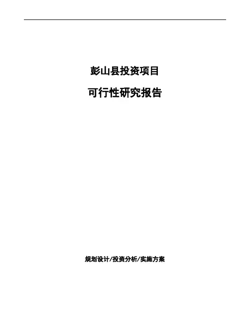 彭山县项目可行性研究报告(立项备案)