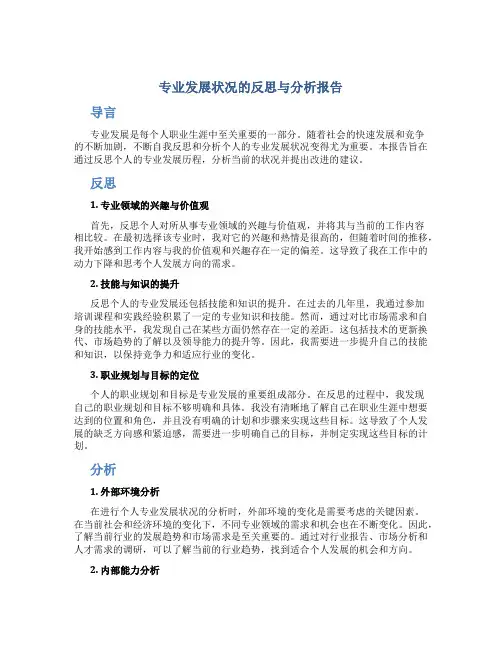 专业发展状况的反思与分析报告