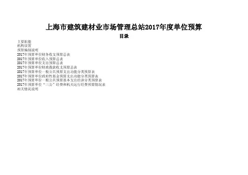 上海市建筑建材业市场管理总站2017年度单位预算