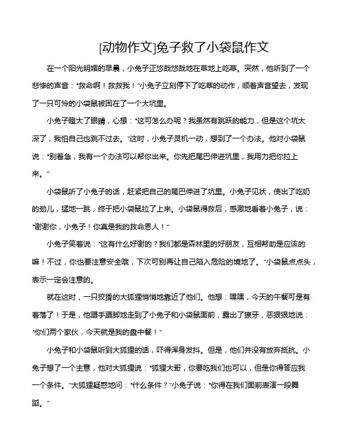 [动物作文]兔子救了小袋鼠作文