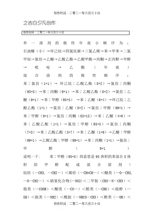 溶剂的极性大小