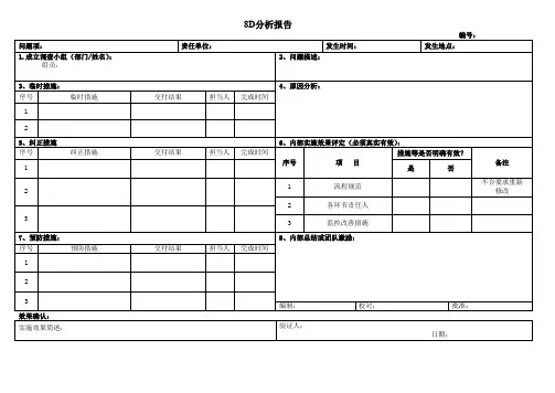 8D报告空白模板  通用