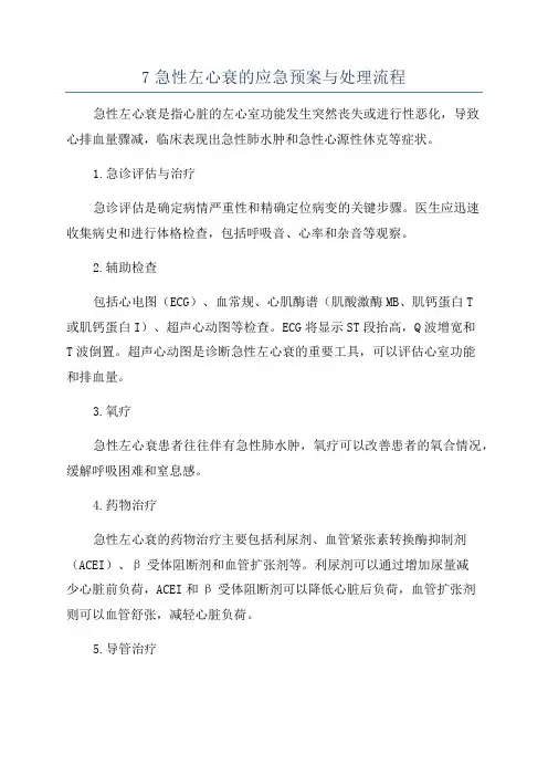 7急性左心衰的应急预案与处理流程