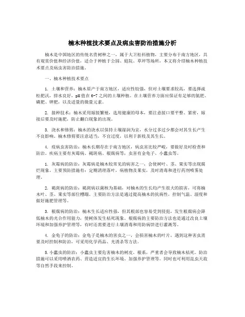 楠木种植技术要点及病虫害防治措施分析