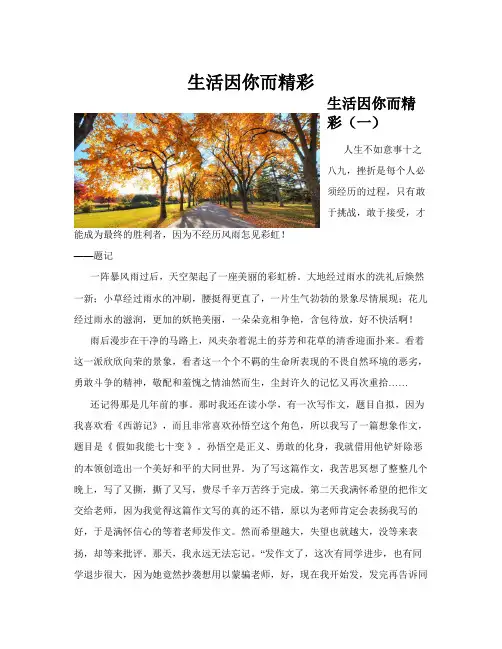 生活因你而精彩(共10篇)