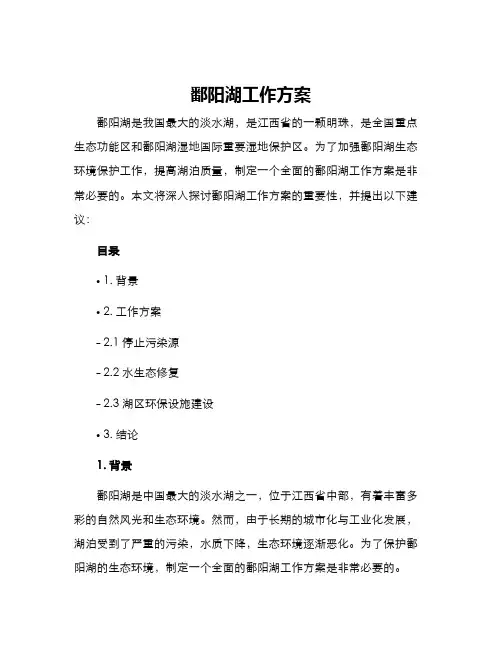 鄱阳湖工作方案