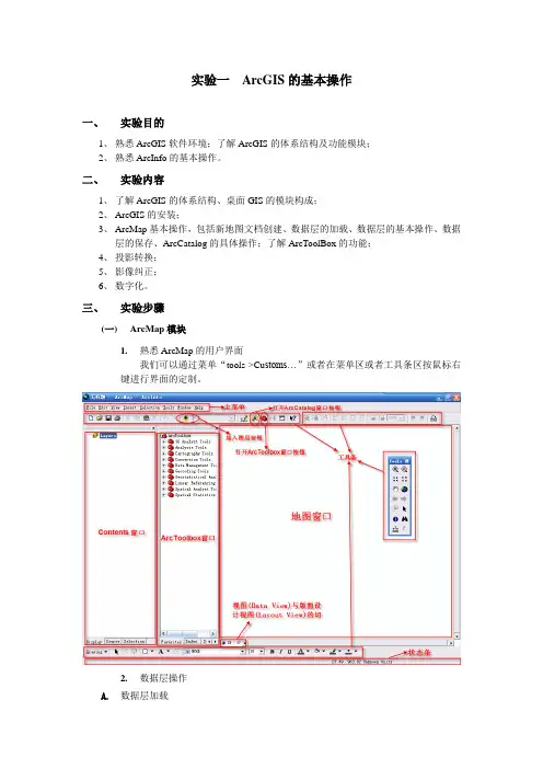 实验一 ArcGIS的基本操作