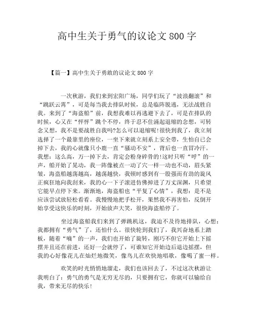 高中生关于勇气的议论文800字