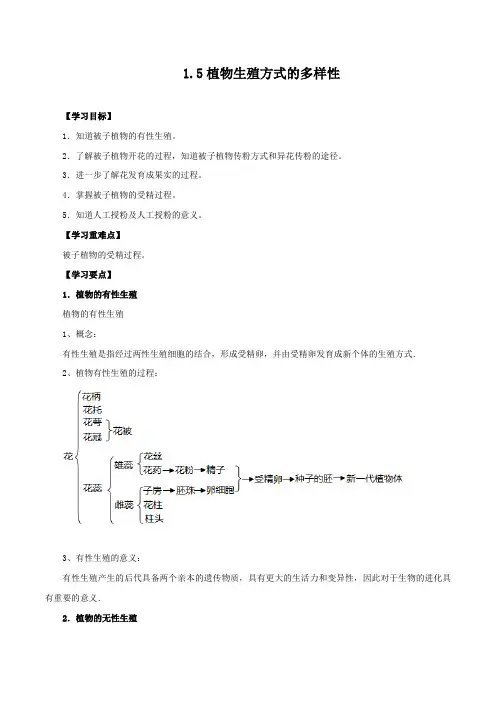 2020—2021学年浙教版科学七年级下册 1.5植物生殖方式的多样性