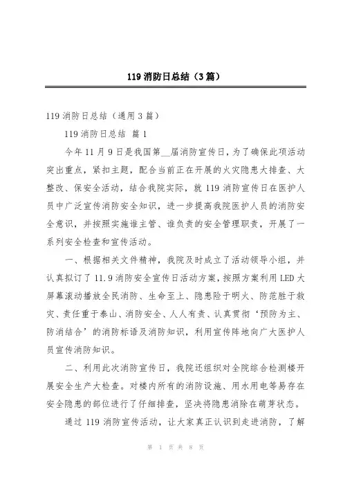 119消防日总结(3篇)