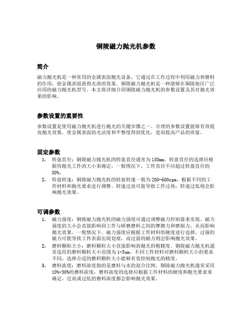 铜陵磁力抛光机参数