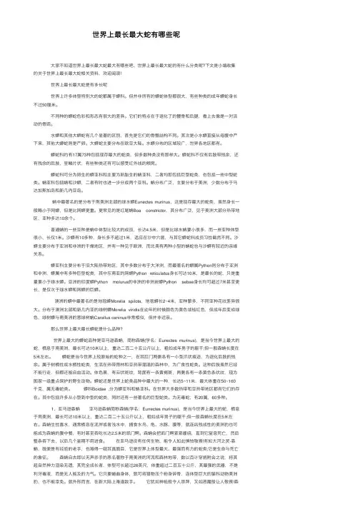 世界上最长最大蛇有哪些呢