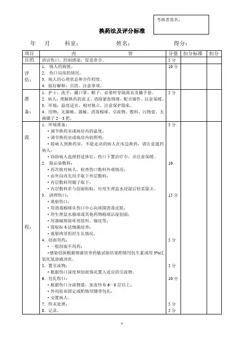 换药法及评分标准